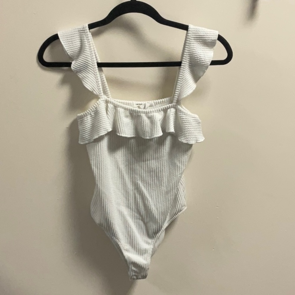 White Ruffled Kids One Piece Swimsuit